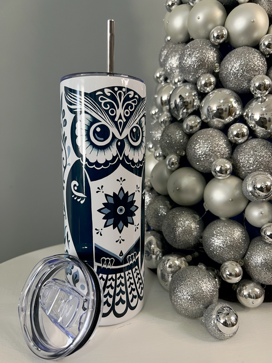 Tumbler 20oz Skinny - Talavera Owl